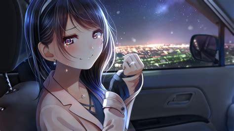 Desktop Wallpaper Inside Car Cute Anime Girl Original Hd Image