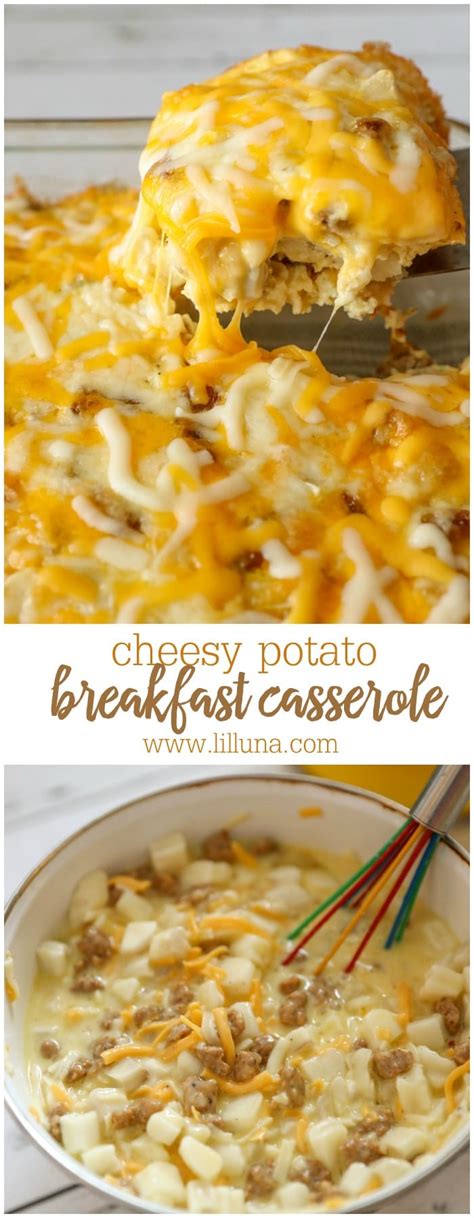 Cheesy Breakfast Potato Casserole Just 5 Minute Prep Time Lil Luna
