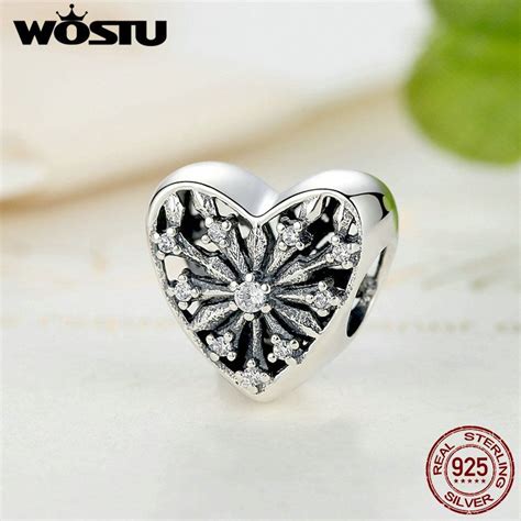 Wostu Authentic 100 925 Sterling Silver Openwork Heart Charms Fit