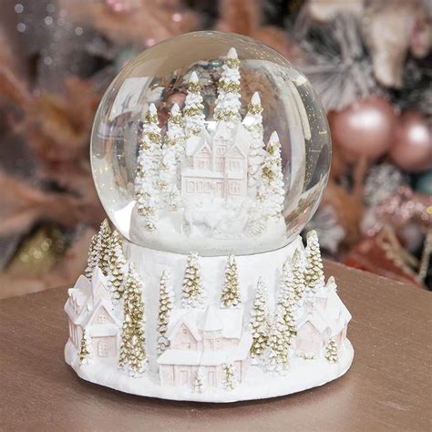 White And Gold Village Scene Snow Globe Treasured Ts For You