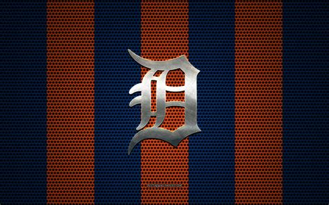 Download Wallpapers Detroit Tigers Logo American Baseball Club Metal