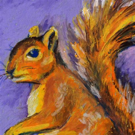Squirrel Art Original Oil Pastel Painting Hand Painted Fox Etsy