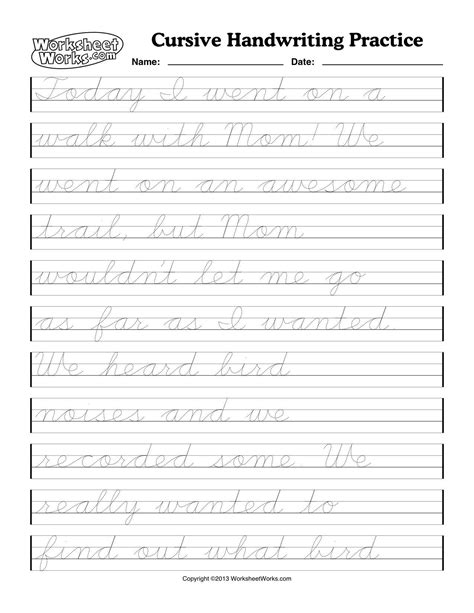 Cursive Handwriting Practice Worksheet With The Words Cursive