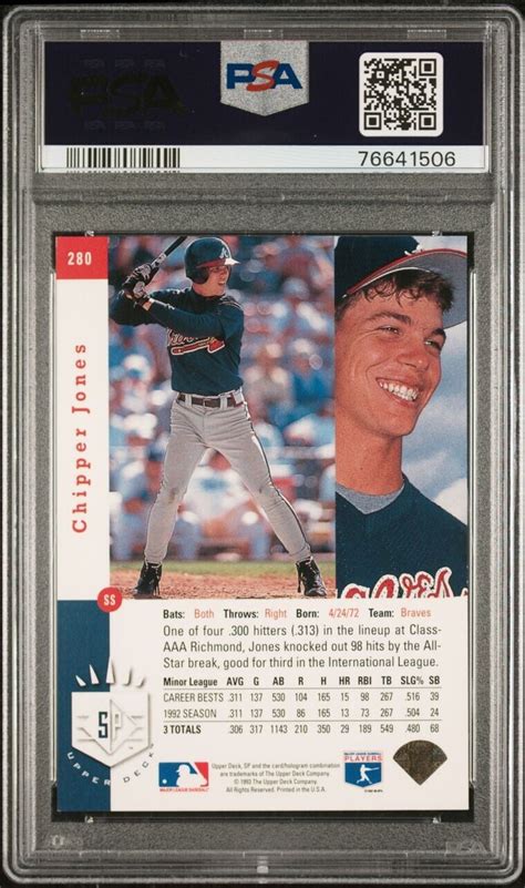 1993 Upper Deck SP Foil 280 Chipper Jones PSA 8 Atlanta Braves EBay