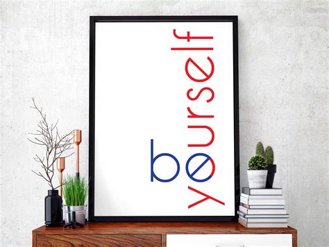 be yourself poster motivation design modern motto swiss etsy
