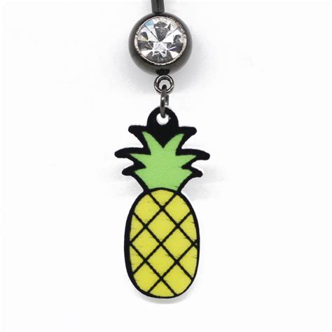 Stainless Steel Pineapple Dangle Belly Navel Piercing Jewelry Gm Qh1289 Golden