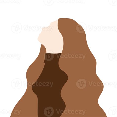 Profile Of A Young Girl Who Looks Up Hand Drawn Flat Illustration In
