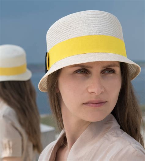 Ladies Straw Hat With Narrow Brim Made Of Finely Woven Straw Fibres In