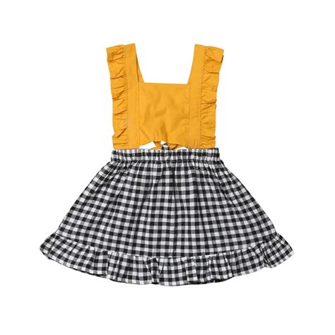 Fashion Toddler Girls Baby Sleeveless Dress Infant Girl Clothes Yellow