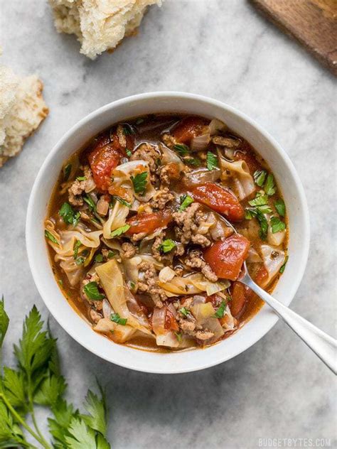 Will you be making this hamburger soup anytime soon? Beef and Cabbage Soup - Budget Bytes