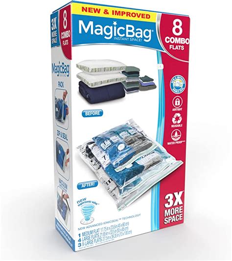 Magicbag Smart Design Instant Space Saver Storage Combo Flat Set Of 8 Bags Total Airtight