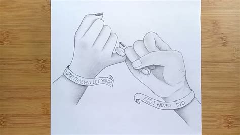 Romantic Couple Holding Hands Pencil Sketch Draw Holding Hands