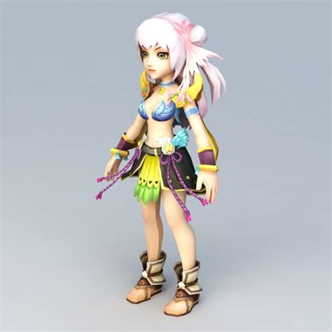 Pretty Anime Girl Fighter 3d Model 3ds Max Files Free Download
