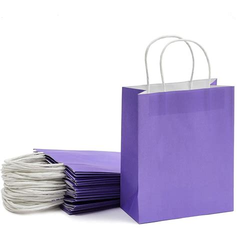 25 Pcs 8x39x10 Purple Kraft Paper T Bags Party Favor Shopping