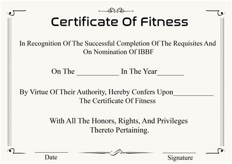 Free Sample Certificate Of Fitness Templates