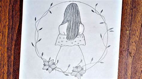 How To Draw A Girl Backside With Circle Frame Pencil Drawing Pencil