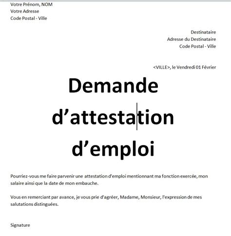 Exemples De Demandes Attestation De Travail Word Cours Génie Civil