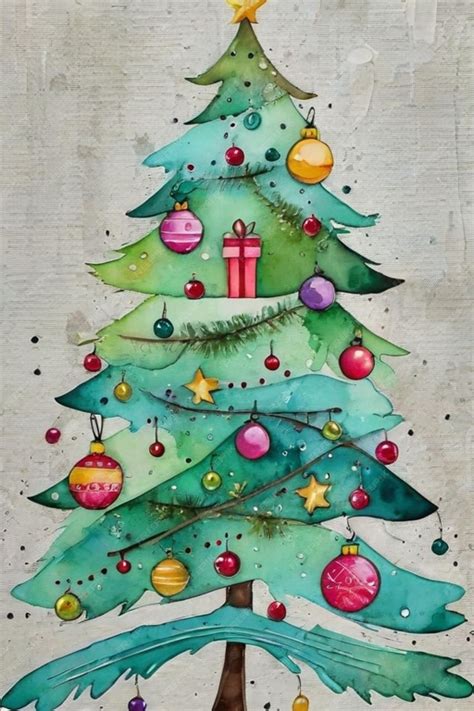 Premium Ai Image Watercolor Christmas Tree Illustration