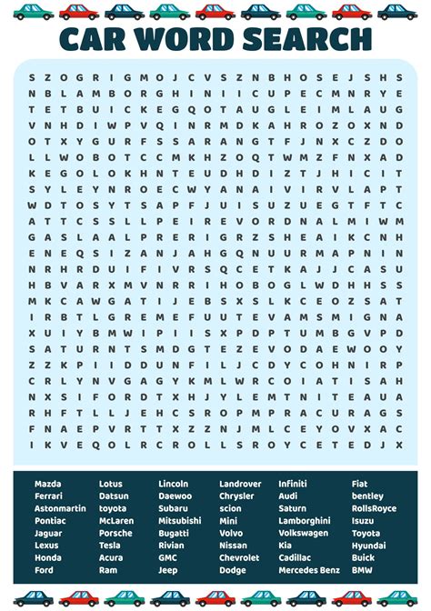 4 Best Free Printable Word Searches Cars Pdf For Free At Printablee