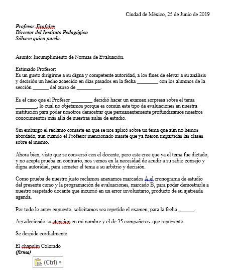 Ejemplo Carta De Queja Laboral Kulturaupice