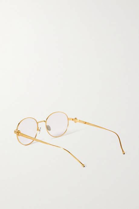 Gold Pasha De Cartier Round Frame Gold Tone Optical Glasses Cartier Eyewear Net A Porter