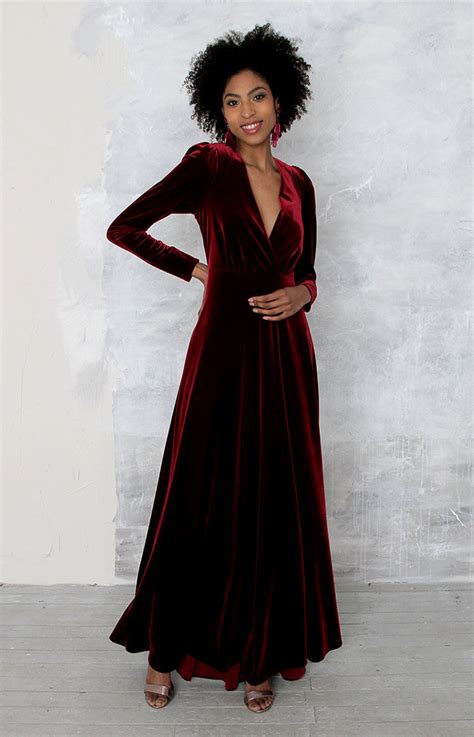 Burgundy Velvet Helene Gown Velvet Formal Dress By Folkster