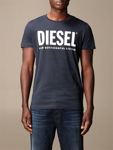 Diesel Cotton T Shirt With Logo Blue Diesel T Shirt 00sxed 0aaxj