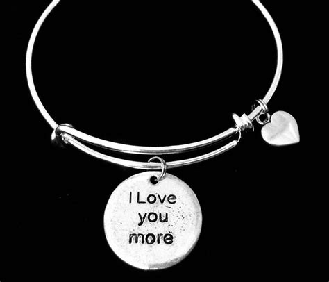 I Love You More Jewelry Silver Expandable Charm Bracelet Etsy