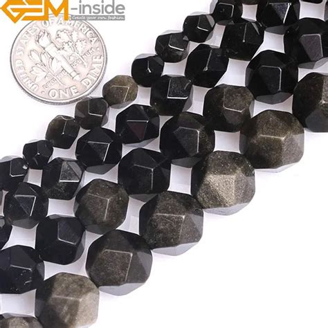 Natural Round Faceted Golden Obsidian Stone Semi Precious Beads Selectable 6mm 8mm 10mm 12mm Diy