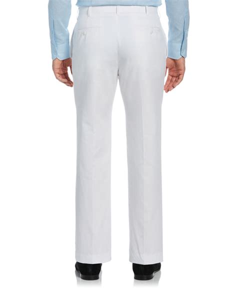 Cotton Linen Flat Front Textured Pants Cubavera