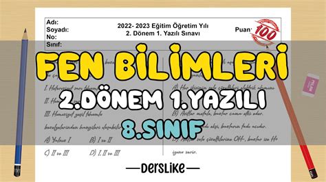 8 Sınıf Fen Bilimleri 2 Dönem 1 Yazılı Soruları 2023 YouTube