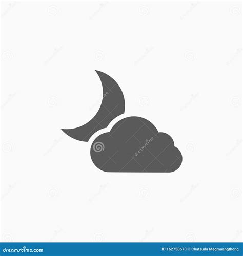 Cloudy Night Icon Sky Night Moon Cloud Stock Vector Illustration