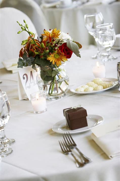 Dining Table Set For A Wedding Or Corporate Event Stock Photo Image