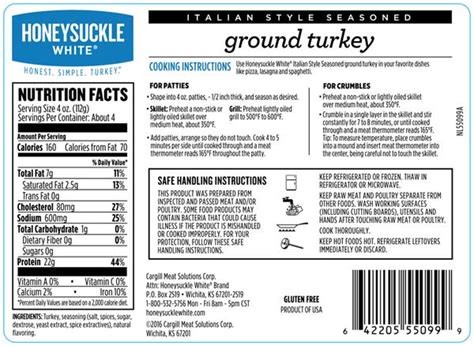 Ground Turkey Nutrition Facts Lean Nutritionwalls