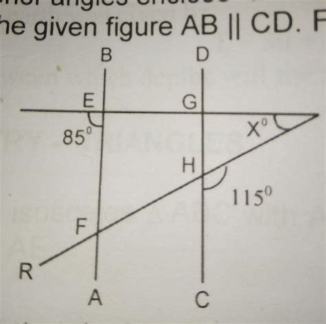 in the given figure ab parallel cd find the value of x
