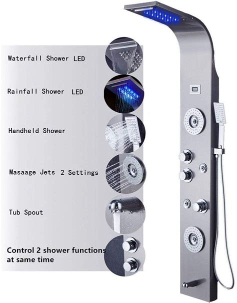 ELLO ALLO LED Shower Panel Tower System Rainfall Waterfall Shower