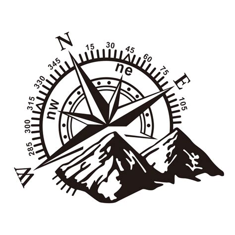 Carevas Mountain Compass Stickers Decal Waterproof Vinyl Auto Body Side