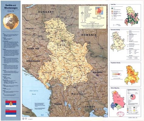 Large Detailed Country Profile Map Of Serbia And Montenegro With Relief