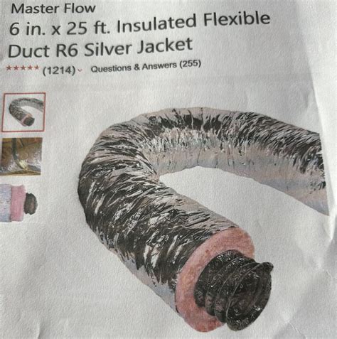 Master Flow F6ifd6x300 6x25 Insulated Flexible Duct R6 Silver Jacket