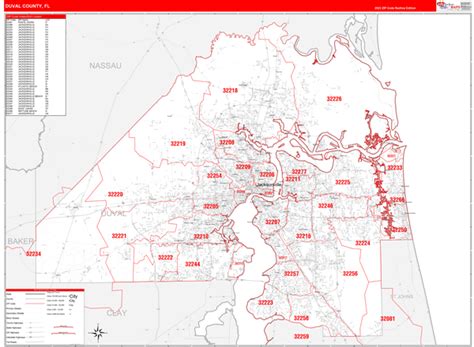 Duval County Fl Zip Code Maps Red Line