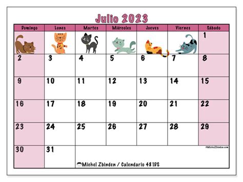 Calendario Julio De 2023 Para Imprimir “441ds” Michel Zbinden Ve