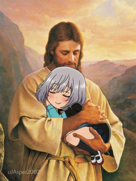 Anime Meme Jesus Holding Magical Senpai In 2020 Anime Memes Anime Funny Anime