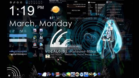 Windows 7 Hatsune Miku Theme Customized Using Rainmeter Samurize By