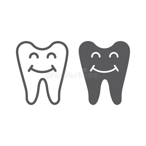 Happy Tooth Glyph Icon Teeth And Dentistry Smiling Tooth Sign Vector