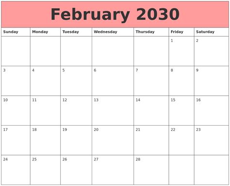 February 2030 Calendars That Work