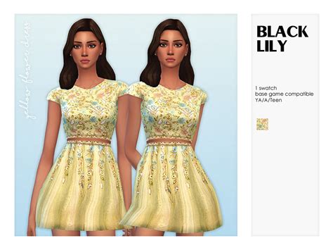 The Sims Resource Yellow Flower Dress