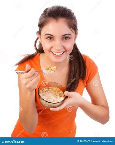 Girl Eating Cereals Stock Photo Image Of Morning Happy 28133626