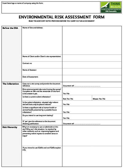 Pest control plus is sure to supply you with all of the required details, so that you can be involved in the process, learning about what will take place in your pest removal treatment, as well as new methods and ways to be pest control plus is happy to deliver you our quality control services. CRRU Environmental Risk Assessment Form 2016 | Pest ...