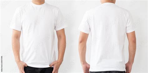 White T Shirt Front And Back Mockup Template For Design Print Stock