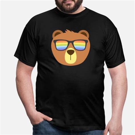 Gay Bear Draagt Bear Pride Lgbtq Vlag Zonnebril Mannen T Shirt